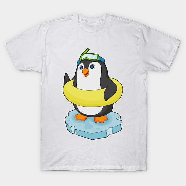 Penguin Ice floe Swimming Lifebuoy T-Shirt by Markus Schnabel